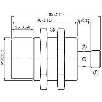 DPI M30 PNP NO P30 non noyé Fact1 62(31)mm Laiton PTFE / M12 4P-Lire la description