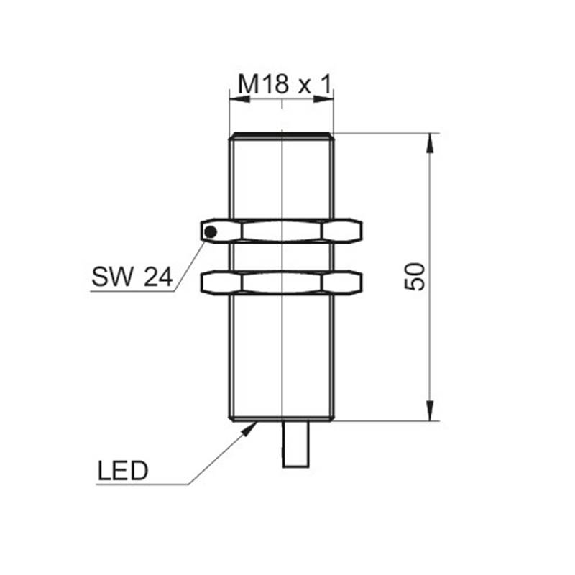 DPI M18 PNP NO P6mm noyé lg40mm Laiton 5-36Vdc F1 / Câble 2m-Lire la description