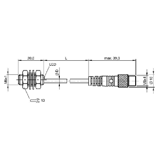 DPI M08 PNP NO P1,5mm noyé lg20mm Inox 10-30Vdc / M08 3P+C0.2m-Lire la description