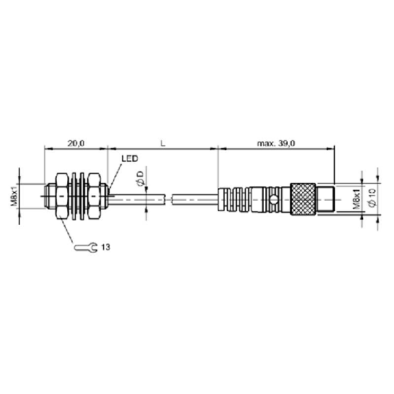 DPI M08 PNP NO P1,5mm noyé lg20mm Inox 10-30Vdc / M08 3P+C0.2m-Lire la description