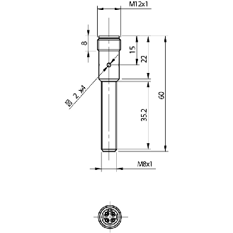 DPI M08 NPN NF P1,5mm noyé 60(35,2)mm Laiton 10-30Vdc M12 4P-Lire la description