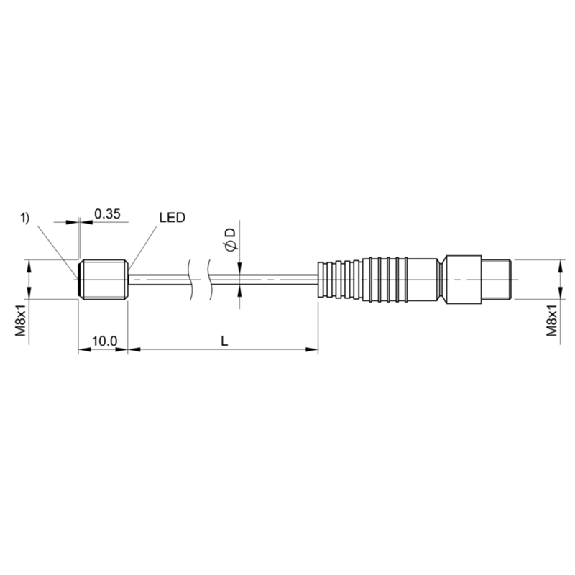 DPI M08 PNP NO P1,5mm noyé lg10mm Inox 10-30Vdc / M08 3P+C0.3m-Lire la description
