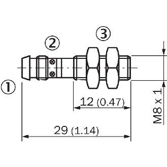 DPI M08 PNP NF P1,5mm noyé lg29(12)mm Laiton 10-30Vdc / M08 3P-Lire la description