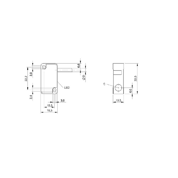 DPI Rect. NPN NO P2mm noyé 30x10.5x16.5mm 10-30Vdc / Câble 5m PVC-Lire la description