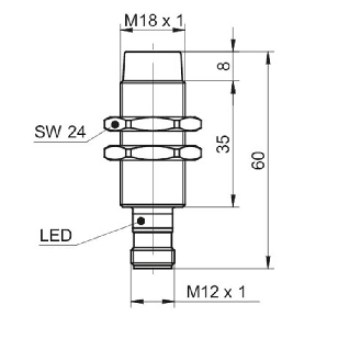 DPI M18 NPN NF P12mm non noyé lg60(35)mm Inox WD / M12 4P-Lire la description