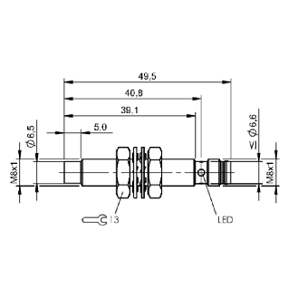 DPI M08 PNP NO P4mm non noyé 49,5(34,1)mm 10-30Vdc / M08 3P-Lire la description