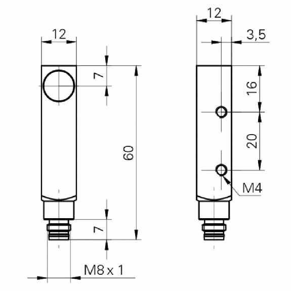 DPI Rect. ANA 4-20mA/0-10Vdc P0-4mm 12x12x60mm 15-30Vdc / M08 4P DPI Rect. ANA 4-20mA/0-10Vdc P0-4mm 12x12x60mm 15-30Vdc / M08 4P-Lire la description