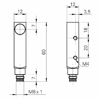 DPI Rect. ANA 4-20mA/0-10Vdc P0-4mm 12x12x60mm 15-30Vdc / M08 4P-Lire la description