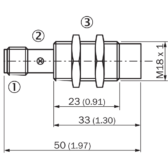 DPI M18 PNP NO+NF P20mm non noyé 50(23)mm Laiton / M12 4P DPI M18 PNP NO+NF P20mm non noyé 50(23)mm Laiton / M12 4P-Lire la description