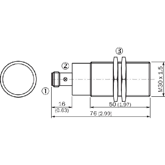 DPI M30 PNP NF P15mm noyé lg76(50)mm Laiton 10-30Vdc / M12 4P-Lire la description