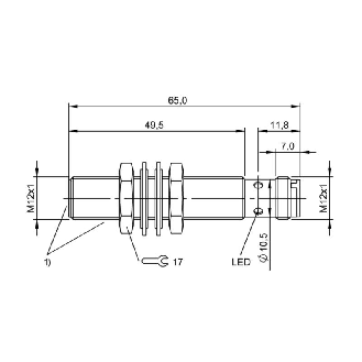 DPI HP M12 PNP NO P4mm noyé lg65(49,5)mm Inox 60bar / M12 4P-Lire la description
