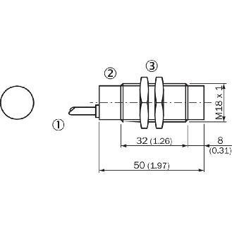DPI M18 PNP NO P12mm non noyé lg50(32)mm Laiton / Câble 2m PVC-Lire la description