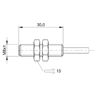 DPI M08 2 fils NAMUR NO P1mm noyé lg30mm / Câble 2m PVC-Lire la description