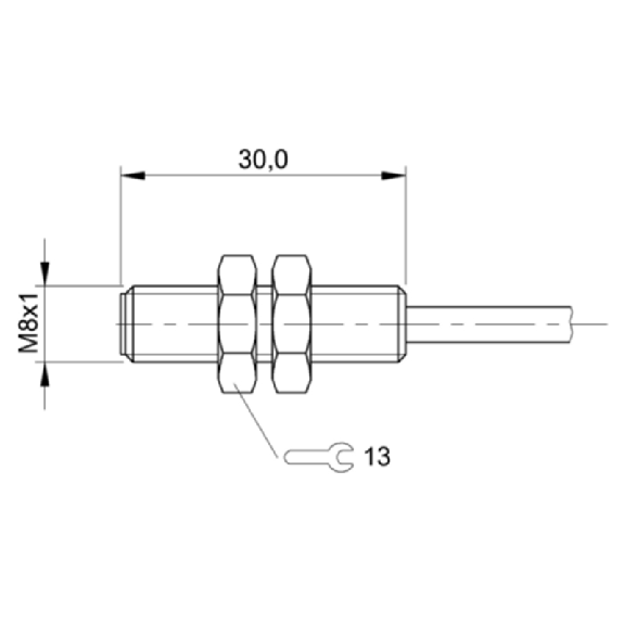 DPI M08 2 fils NAMUR NO P1mm noyé lg30mm / Câble 2m PVC-Lire la description
