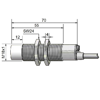 DPI M18 ANA 0-20mA P0-8mm non noyé 70(43)mm Laiton / Câble 2m PUR-Lire la description
