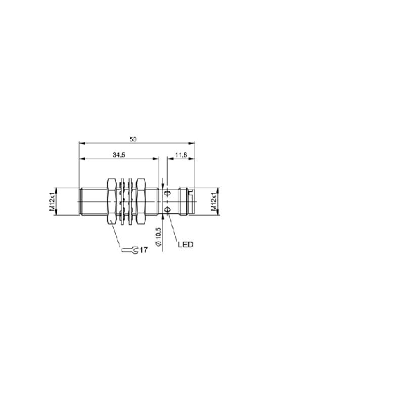 DPI M12 PNP NO P4mm noyé lg50(34,5)mm Laiton 10-30Vdc / M12 4P DPI M12 PNP NO P4mm noyé lg50(34,5)mm Laiton 10-30Vdc / M12 4P-Lire la description