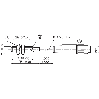 DPI M05 PNP NO P1.5mm noyé IO-Link 25(23)mm Inox / M08 3P+C0.2m PUR-Lire la description