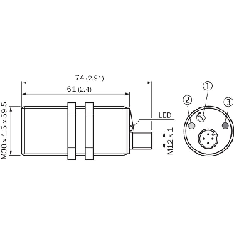 DPC M30 PNP NO+NF P3-16mm noyé Pot. Plast. 10-36Vdc / M12 4P-Lire la description