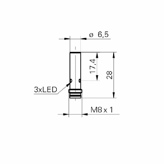 DPI D6,5 NPN NO P2mm noyé lg28mm 10-30Vdc / M08 3P-Lire la description