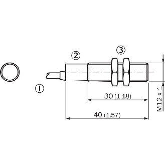 DPI M12 PNP NO P4mm noyé lg40(30)mm Laiton 10-30Vdc / Câble 2m PVC-Lire la description