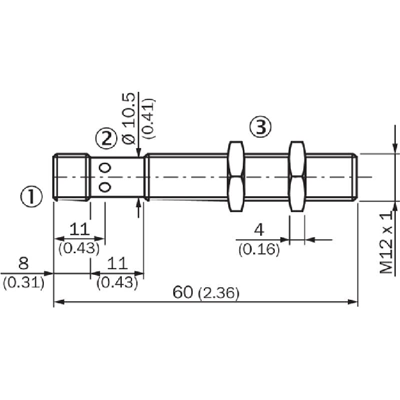 DPI M12 PNP NF P6mm noyé 60(41)mm Tout-Inox V4A 10-30Vdc / M12 4P-Lire la description