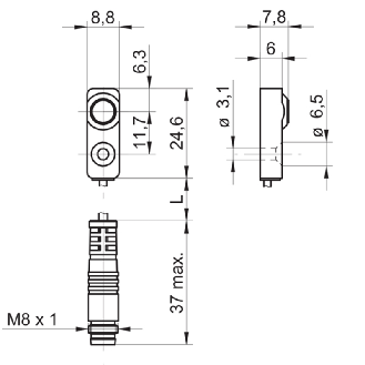 DPI D03 ANA 0-10V P0-3mm quasi-noyé Inox / M08 4P+C0.2m PUR-Lire la description