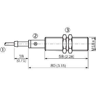 DPI M18 2 fils AC/DC NO P5mm noyé Laiton 20-250V / Câble 2m PUR-Lire la description