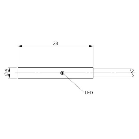 DPI D04 PNP NF P0,8mm noyé lg28mm Inox 6-30Vdc / Câble 2m PUR/TPE-Lire la description