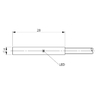 DPI D04 PNP NF P0,8mm noyé lg28mm Inox 6-30Vdc / Câble 2m PUR/TPE-Lire la description