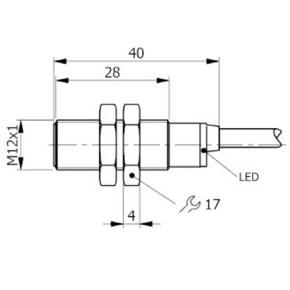 DPI M12 NPN NO P4mm noyé lg40(28)mm Inox 10-30Vdc / Câble 2m PVC DPI M12 NPN NO P4mm noyé lg40(28)mm Inox 10-30Vdc / Câble 2m PVC-Lire la description