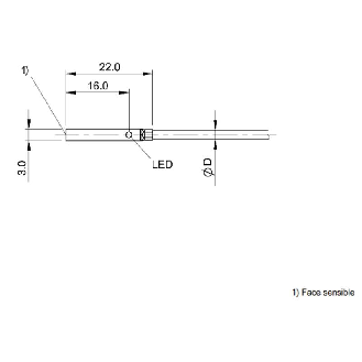 DPI D03 PNP NO P1mm noyé lg22mm Inox 10-30Vdc / Câble 2m-Lire la description