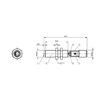DPC M12 PNP NO P4mm noyé Pot. 75(37)mm 10-30Vdc / M12 4P-Lire la description