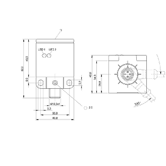 DPI Rect. PNP NO+NF P20mm noyé 40x40x62mm / M12 4P-Lire la description