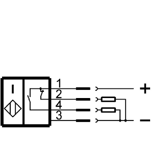 DPI Rect. PNP NO+NF P20mm noyé 40x40x62mm / M12 4P-Lire la description