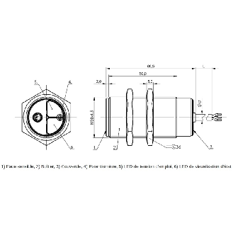 DPC M30 NPN NO P15mm noyé Pot. lg66.5mm PBT 10-30Vdc / Câble 2m PUR-Lire la description