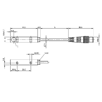 DPI Rect. PNP NF P2mm noyé 8x8x40mm Zinc 10-30Vdc / M08 3P+C0.37m-Lire la description