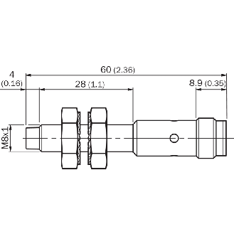 DPI M08 PNP NF P4mm non noyé IO-Link 60(28)mm Inox V2A +100°C M12 4P-Lire la description