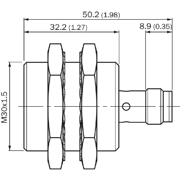 DPI M30 PNP NO P15mm noyé IO-Link lg50(32)mm Inox V2A / M12 4P-Lire la description