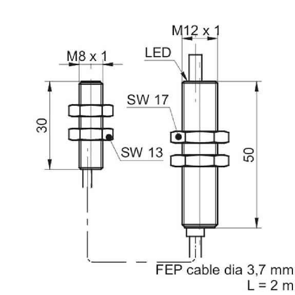 DPI HT M08 PNP NO P1,5mm noyé lg30mm 10-30Vdc / Câble 2m DPI HT M08 PNP NO P1,5mm noyé lg30mm 10-30Vdc / Câble 2m-Lire la description