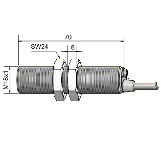 DPC M18 NPN NO+NF P5mm noyé 70mm PTFE 10-35Vdc / Câble 2m PVC-Lire la description