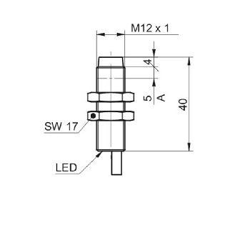 DPI M12 NPN NF P10mm non noyé lg40mm Laiton 6-36Vdc / Câble 2m-Lire la description