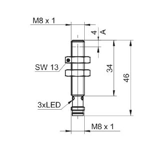 DPI M08 PNP NF P3mm noyé lg46(34)mm Métal 6-36Vdc IP67 / M08 3P-Lire la description