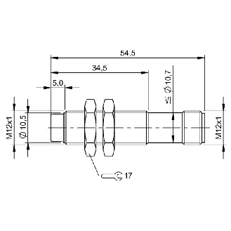 DPI M12 PNP NO P4mm non noyé lg54,5(29,5)mm Inox / M12 4P-Lire la description