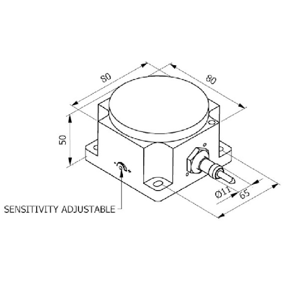 DPI Rect. NAMUR NF P10-60mm non noyé 80x80x50mm 5-30Vdc / Câble 3m-Lire la description