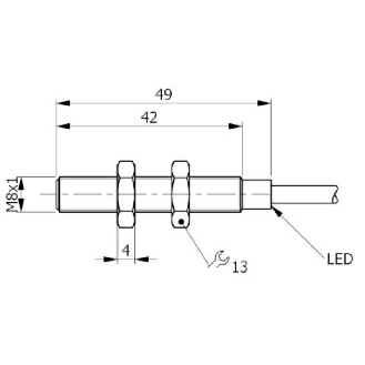 DPI M08 NPN NF P2mm noyé 49(42)mm Inox 6-30Vdc / Câble 2m PVC-Lire la description