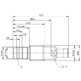 DPI HP M16 PNP NO P1,5mm noyé lg73(10)mm Inox 350bar +80°C / M12 4P-Lire la description