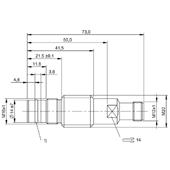 DPI HP M16 PNP NO P1,5mm noyé lg73(10)mm Inox 350bar +80°C / M12 4P-Lire la description