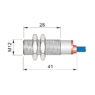 DPI M12 2 fils NAMUR P2mm noyé lg40(28)mm 5-30Vdc / Câble 3m PVC-Lire la description