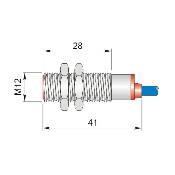 DPI M12 2 fils NAMUR P2mm noyé lg40(28)mm 5-30Vdc / Câble 3m PVC-Lire la description