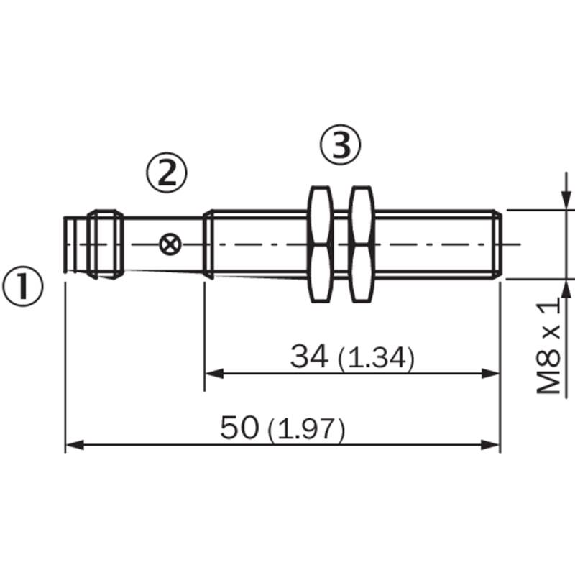 DPI M08 PNP NO P2mm noyé 50(34)mm Laiton 10-30Vdc / M08 3P-Lire la description
